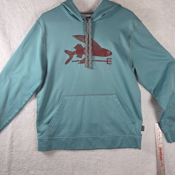 Patagonia Women's Flying Fish PolyCycle Pullover Hoodie Sweatshirt Teal Medium - Picture 1 of 6